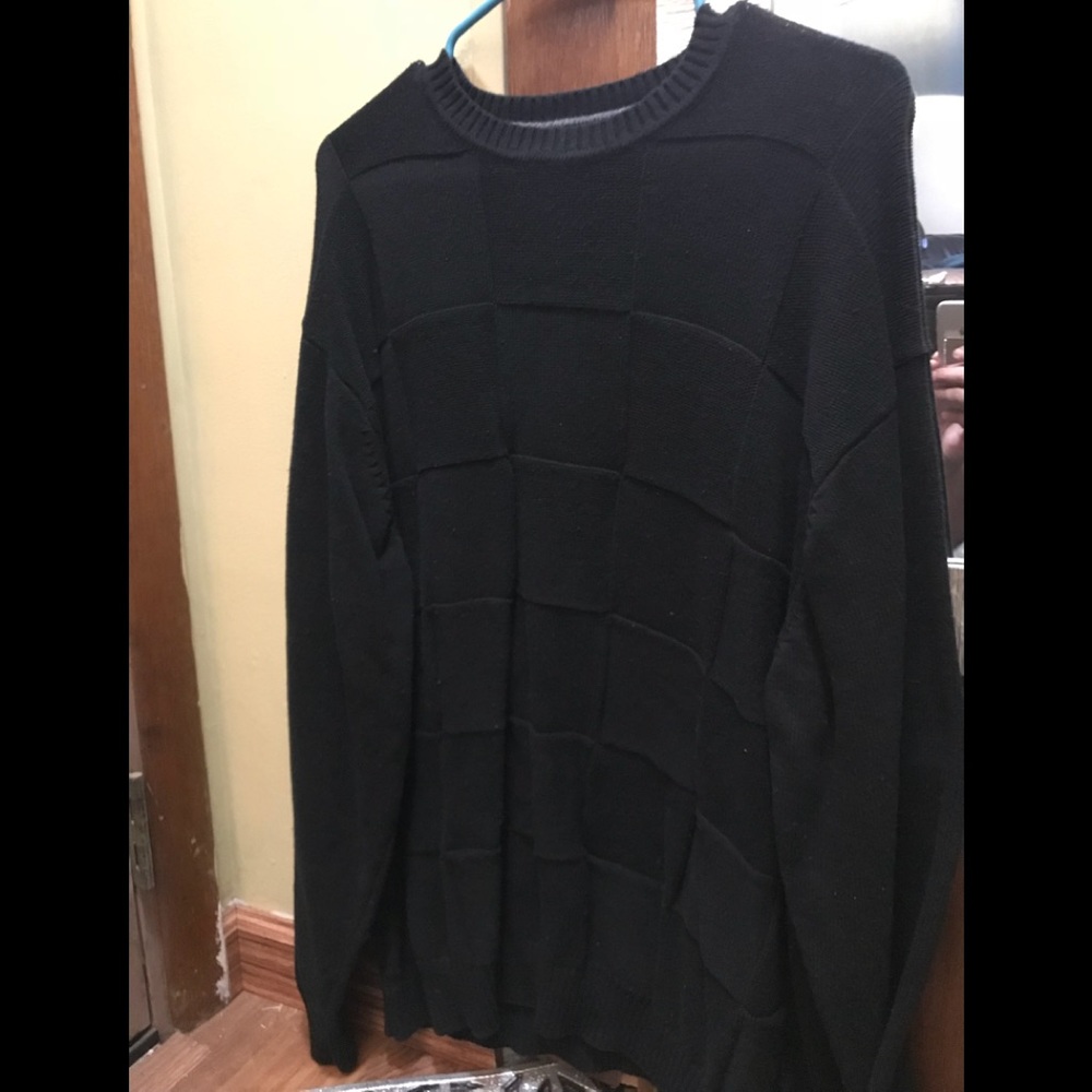 Mens Haggar Black Quilted-Look Haggar Sweater